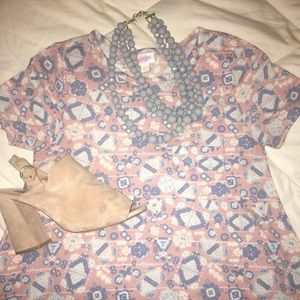 LulaRoe Carly Hi-Lo Dress in Pink/Blue